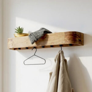 Ozark Wooden Coat Rack With 7 Black Hook In Oak