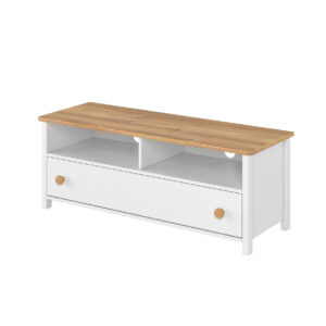 Sevilla Wooden TV Stand With 1 Drawer In Matt White And Oak