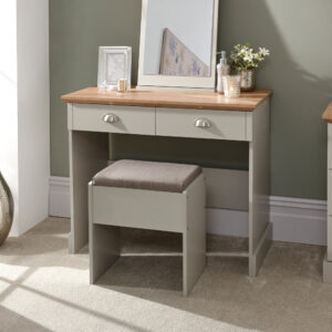 Kirkby Wooden Dressing Table Set In Grey And Oak