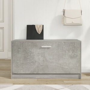 Nome Wooden Shoe Storage Bench With 1 Flap In Concrete Effect