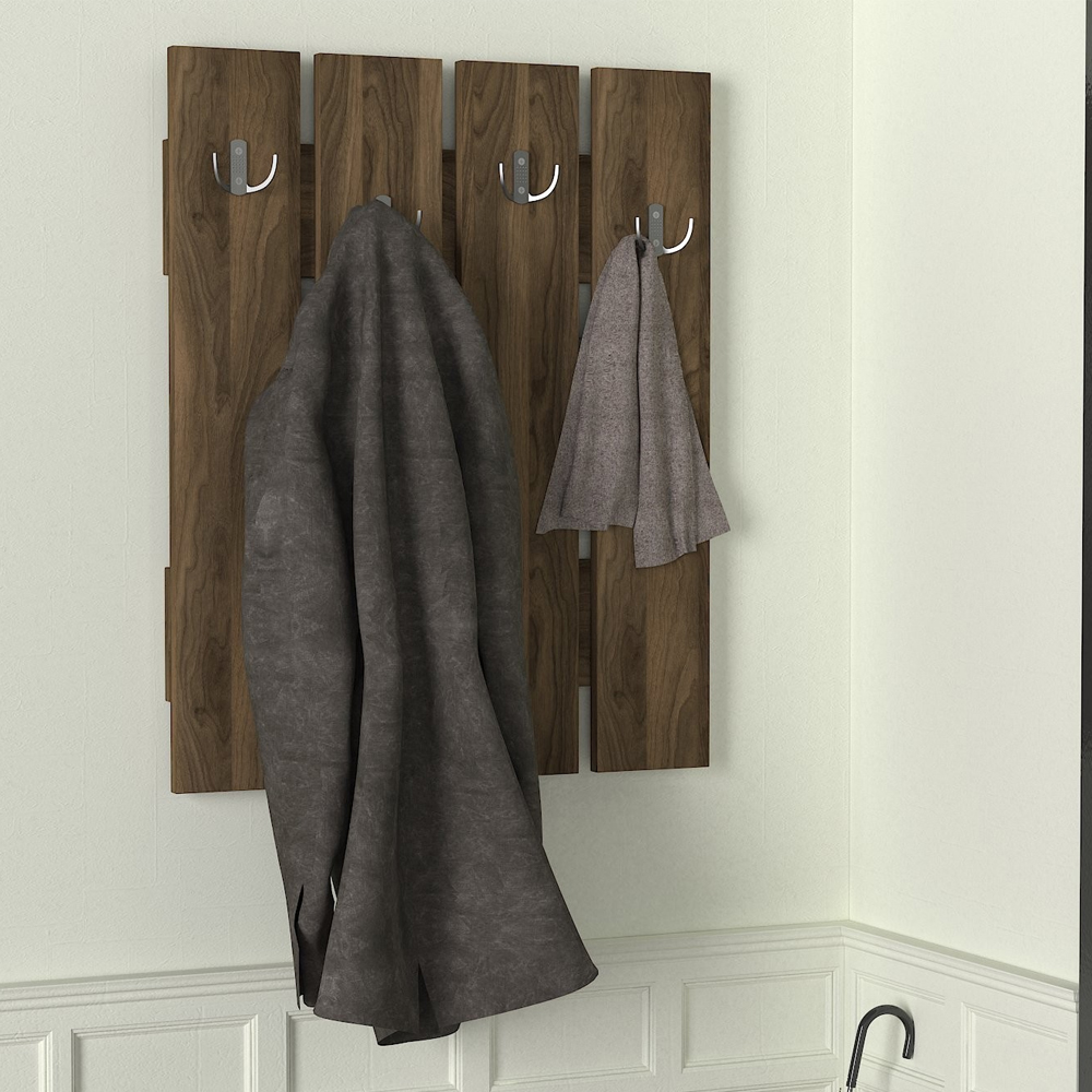 Zanviro Wooden Coat Rack In Walnut